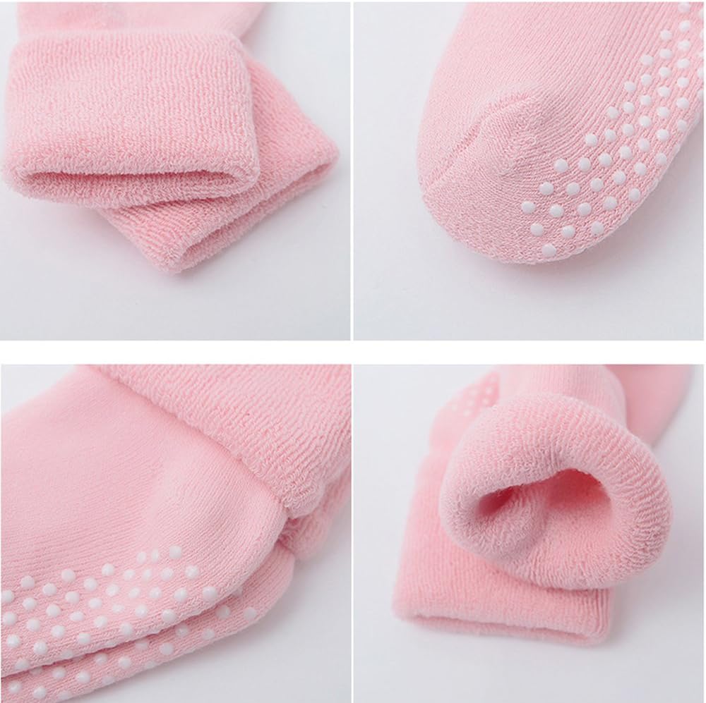 VWU Baby Toddler Kids Ankle Crew Socks with Grips Unisex Warm Thick Cotton Winter Socks 0-10T 6/8 Pack - Image 6